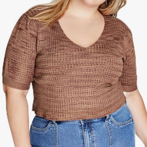 NEW! And Now This Knit Top Plus 4X Chocolate/Almond Stretchy Acrylic & Poly $34 - Picture 12 of 13